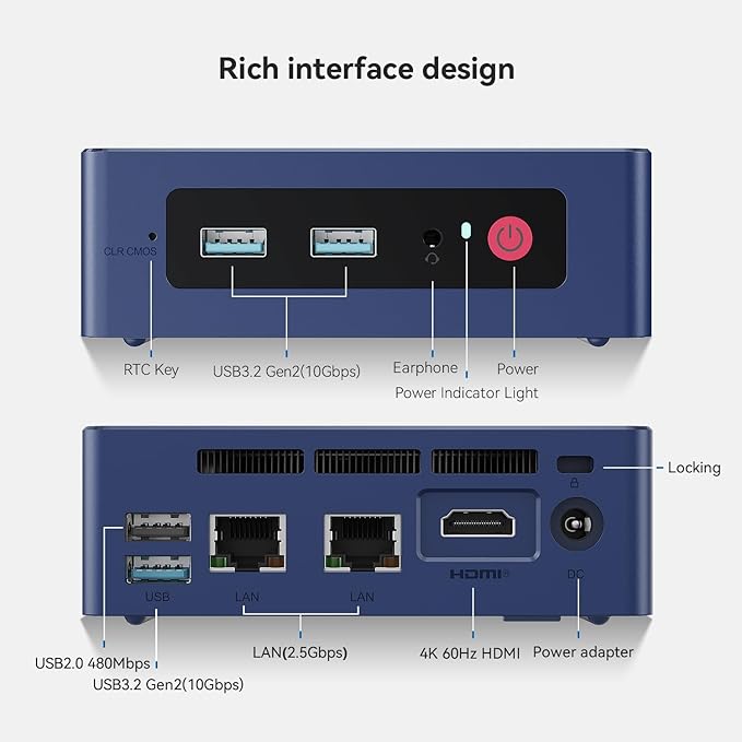 Beelink Mini PC, MINI S13 Intel Twin Lake N150 (Upgraded N100, 4C/4T), Mini Computer 16GB DDR4 RAM 500GB SSD, Desktop PC HDMI 4K UHD/2.5G LAN*2/WiFi6/BT5.2/HTPC/W11 Home