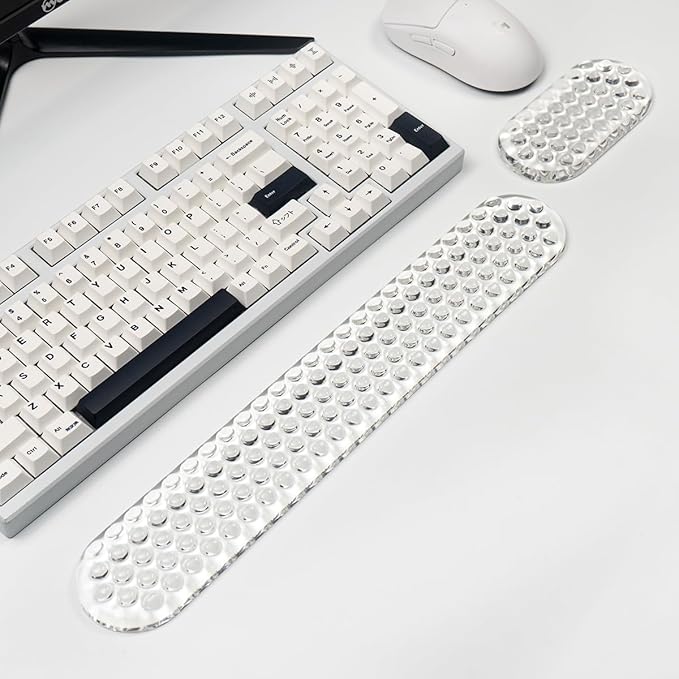 Gel Keyboard and Mouse Wrist Rest Set – Clear Cute Wrist Rest for Computer Keyboard 75% 80%, Keyboard Cushion, Comfort & Support for Typing and Gaming
