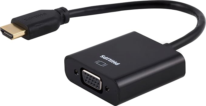 Philips HDMI to VGA Adapter 2 Pack, Male to Female, Compatible for Computer, Desktop, Laptop, PC, Monitor, Projector, HDTV, Chromebook, Roku, VGA Cable Required, Black, SWV3513B/37