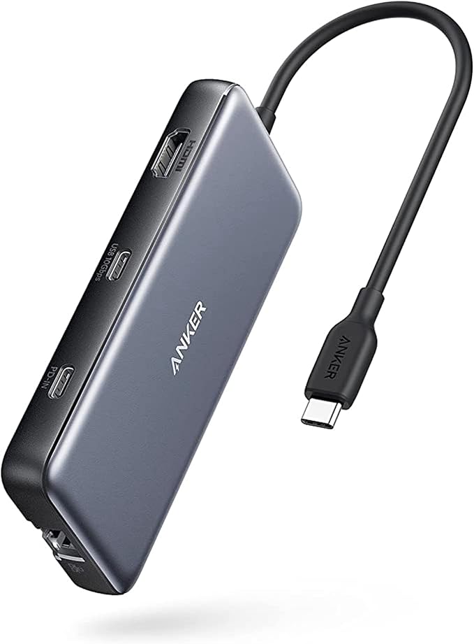 Anker USB C Hub with Ethernet, 8-in-1 Multiport Ethernet Adapter with 4K 60Hz HDMI Port, 85W Power Delivery, 10Gbps USB C and 2 A Data Ports, microSD SD Card Reader, for MacBook Pro/XPS/iPad and More