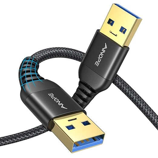 AINOPE USB to USB Cable, USB 3.0 A to A Male to Male Cable [Never Rupture] Double End Type A Cord Compatible with Hard Drive Enclosures, KVM, DVD Player, TV, Laptop Cooler,3.3Ft/Black, 2 Pack