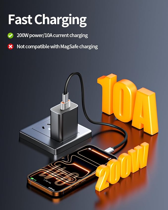 USB to USB C Adapter 10 Pack,10A 200W Fast Charging USB2.0 480Mbps Data Transfer,USB C Female to A Male Charger Converter for Ma-cBook Pad Phone 17/16/15 G-alaxy Smartphone Laptop Tablet Silver