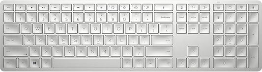 HP 970 Programmable Wireless Keyboard (Silver) - Bluetooth & 2.4 GHz Wireless Multi-Device Connectivity - USB-C Rechargeable Battery - 24 Programmable Keys - Works with Windows & MacOS (3Z729AA#ABA)
