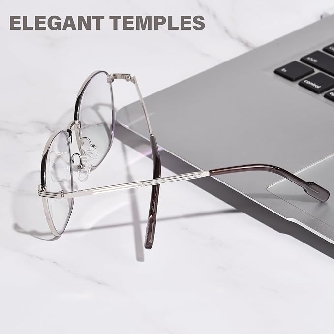 OPTOFENDY Metal Blue Light Blocking Glasses for Women Men, Fashion Square Computer Eyeglasses