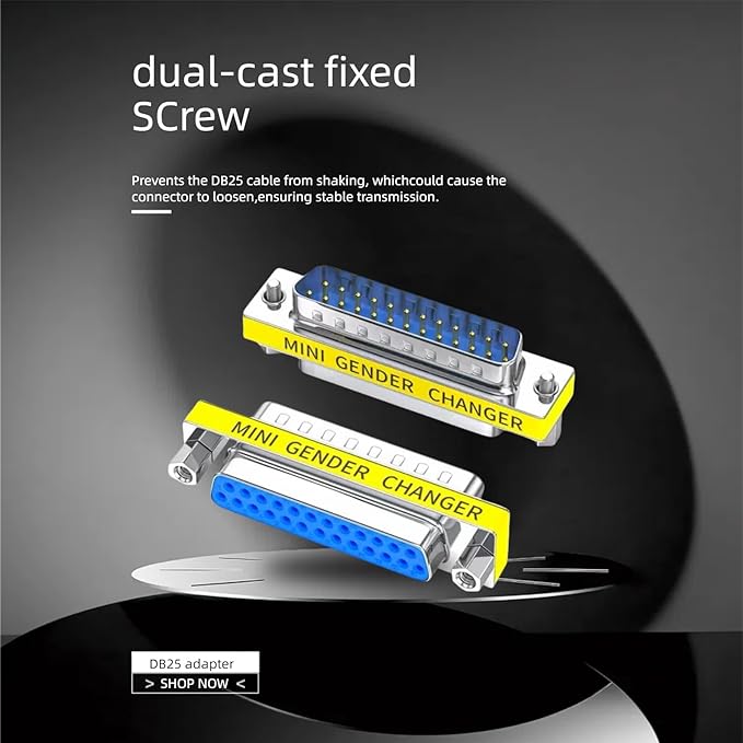 db9 Connector Null Modem Adapter，25-Pin Serial vga Adapter RS232 db9 Gender Changer,for Computer and Industrial Device Data Transfer(F-F（2P-25 Pin）)