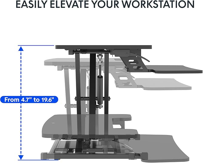 FLEXISPOT 42 inch Desk Converter Height Adjustable Riser Sit to Stand Dual Monitor and Laptop Workstation with Wide Keyboard Tray