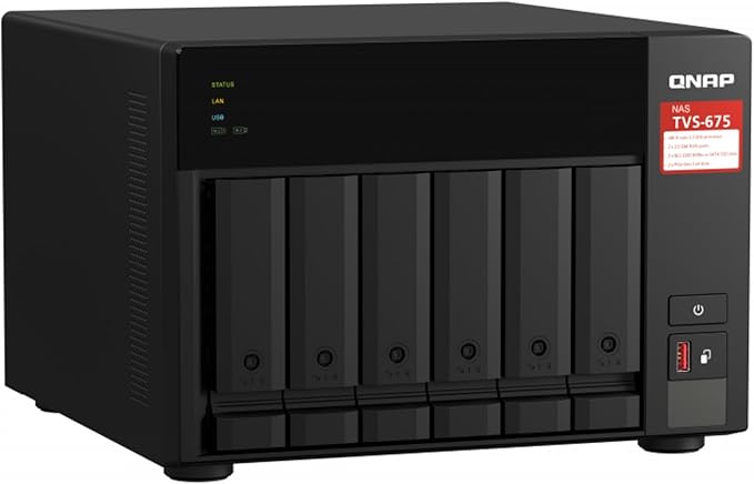QNAP TVS-675-8G 6 Bay NAS ZhaoXin KX-U6580 8-core 2.5GHz 8G DDR4 Hot-swappable 2xM.2 2280 PCIe Gen 3 x1 2 x2.5GbE WOL 2xPCle Gen 2xUSB3.2 3yr wty