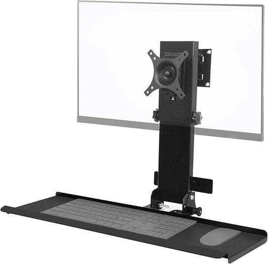 Monitor Wall Mount with Foldable Keyboard Tray for Mac mini/Small PCs Monitor and Keyboard Mount | 26" Curved Platform w/Mouse Space | Holds 17"-32" Screens