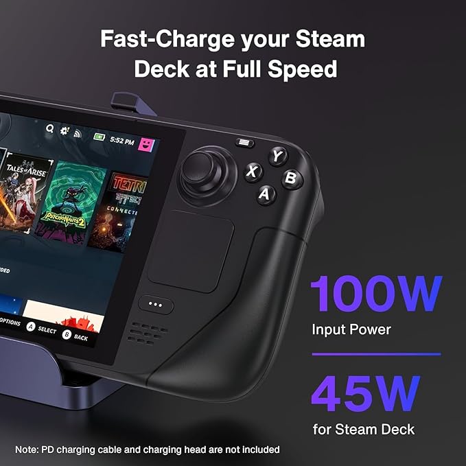 iVANKY 4K@144Hz Steam Deck Dock, 8-in-1 Docking Station for ASUS ROG Ally X/Legion Go/MSI Claw, ROG Alloy/Valve Stream Deck OLED Hub, HDMI 2.1, 1Gbps Ethernet, 3*USB-A 3.0, 100W Charge