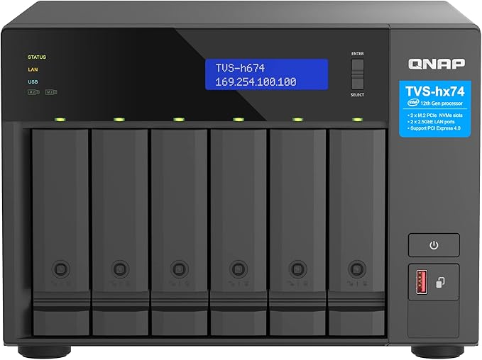 QNAP TVS-h674-i3-16G Intel Core i3 Processor, 16 GB RAM, PCIe Gen 4 expandability NAS for virtualization applications