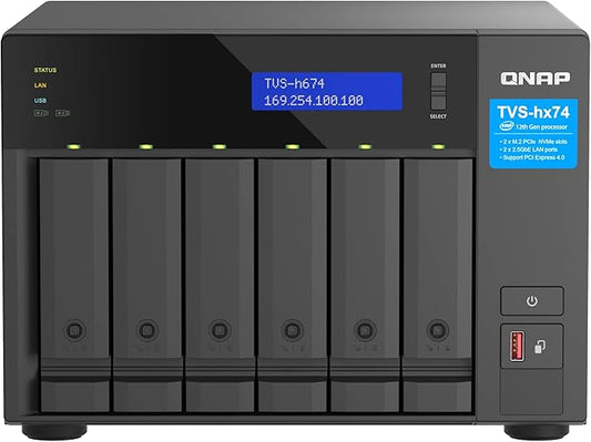 QNAP TVS-h674-i3-16G Intel Core i3 Processor, 16 GB RAM, PCIe Gen 4 expandability NAS for virtualization applications