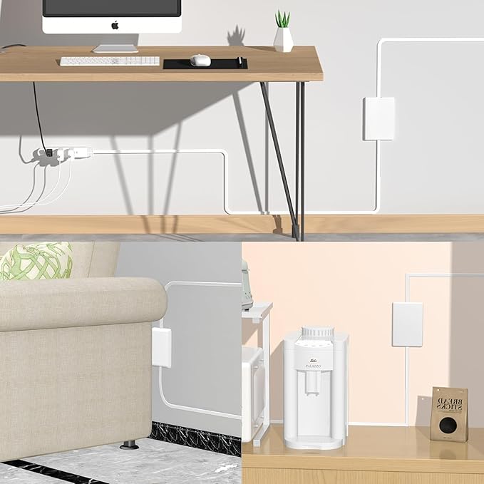 Dual 6FT Ultra-Thin Outlet Concealer, Universal Size Outlet Cover 6FT Twin Extension Cord with 3 Outlets Each Side, Ideal for Home Appliances on Opposite Sides of a Wall Outlet