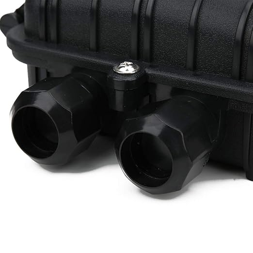 1 in 1 Out Horizontal Fiber Optic Splice Enclosure, IP68 24 Core Connection Box, Reinforced Plastic Optical Cable Junction Case for Overhead Pipeline and Direct Burial (48 cores)