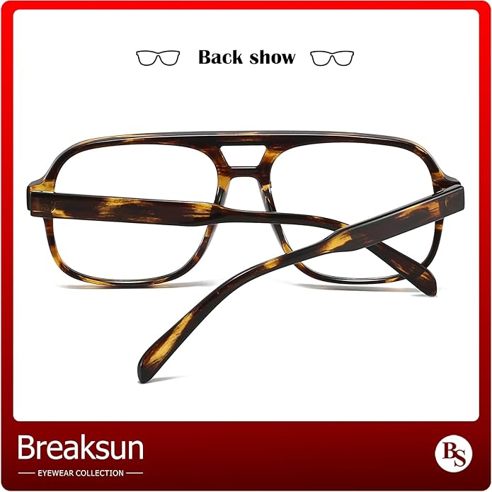 Oversized Square Aviator Glasses for Women Men Big Frame Retro Blue Light Blocking Glasses Vintage Style