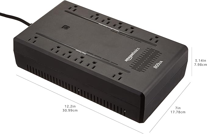 Amazon Basics UPS Battery Backup & Surge Protector, 800VA/450W, 12 Outlets, Standby Uninterruptible Power Supply, Compact, Black
