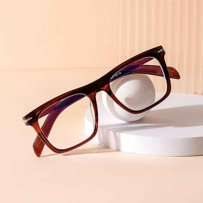 Gleyemor Blue Light Glasses for Men Women Trendy Square Frame Blue Light Blocking Lens Computer Glasses