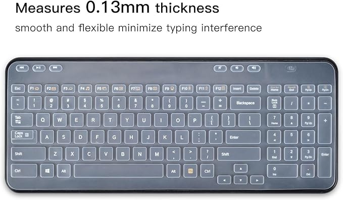 Keyboard Cover Skin for Logitech K360 MK360 Wireless Keyboard, Logitech K360 MK360 Waterproof Silicone Keyboard Protector, Clear