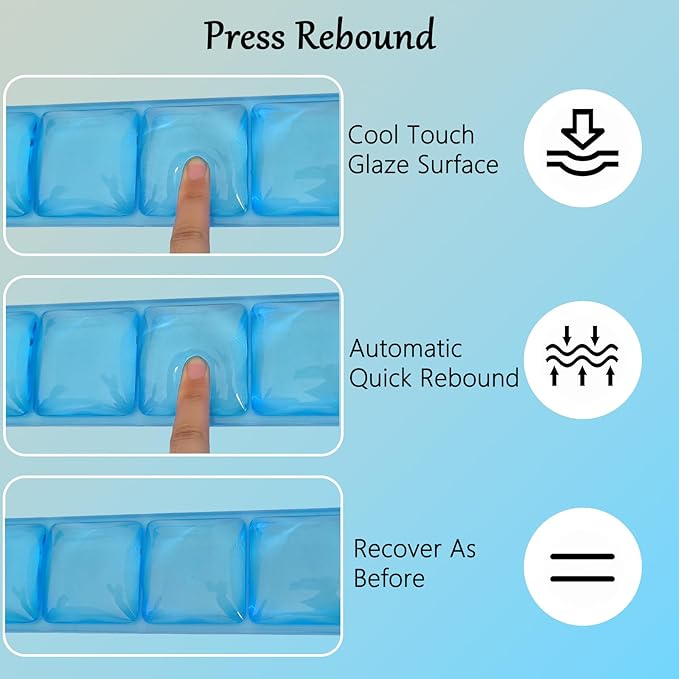 Gel Wrist Rest for Keyboard and Mouse Square Blue Plaid Clear Keyboard Wrist Rest Transparent Ergonomic Cute Checkered Mouse Wrist Pad Silicone Non-Slip Support for Computer Laptop Gaming Home Office