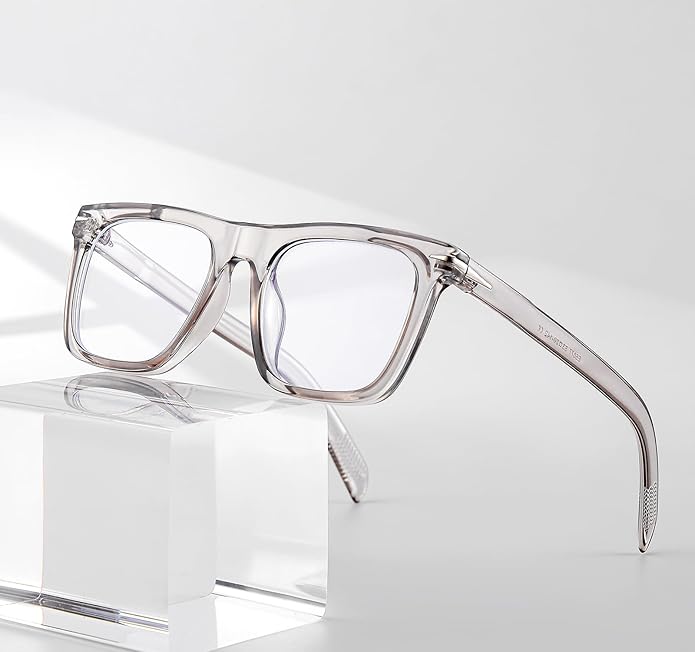 Gleyemor Blue Light Glasses for Men Women Trendy Square Frame Blue Light Blocking Lens Computer Glasses
