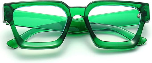 AIEYEZO Square Thick Frame Glasses for Women Men Fashion Blue Light Glasses Trendy Chic Computer Eyeglasses