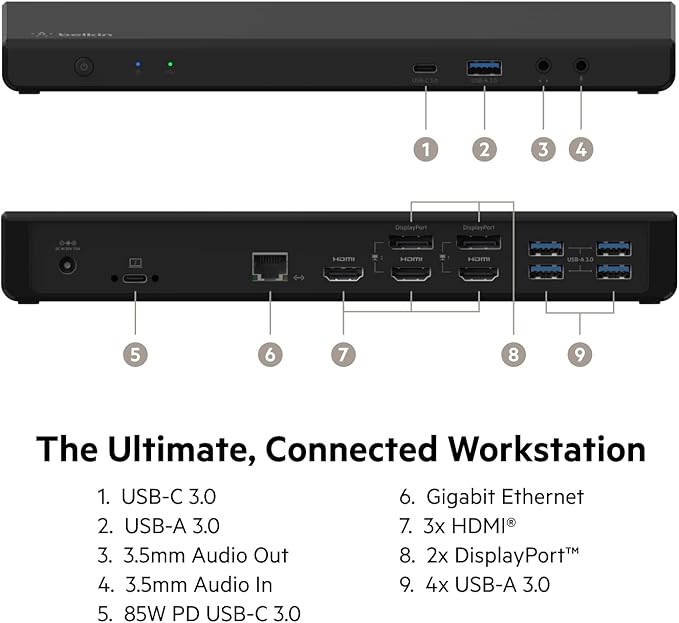 Belkin Docking Station Universal USB C Triple Display Docking Station