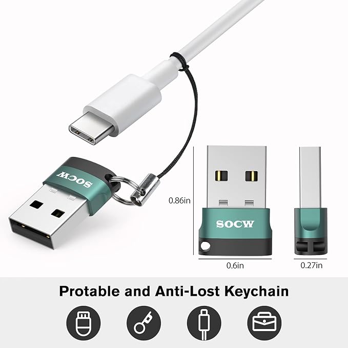USB C Female to USB Male Adapter 2.0 (Atrovirens, 4 Pack)