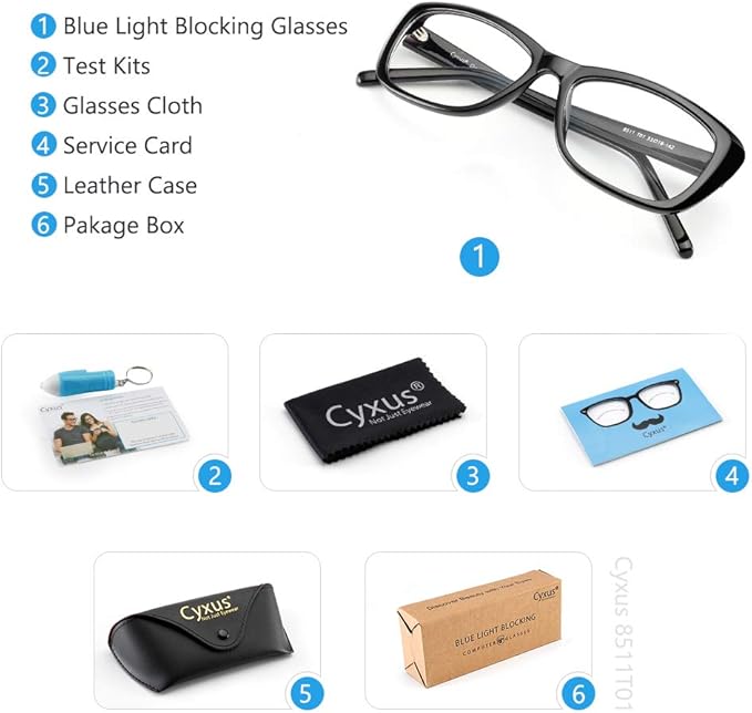 Cyxus Semi Rim Blue Light Glasses for Men Women TR90 Metal Frame UV Blocking Computer Glasses Clear Lens Square Eyewear