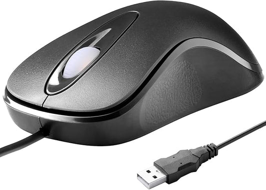 Classic Wired Office Mouse Ergonomic USB Optical 3-Button 1000 DPI Comfortable Durable for Windows Mac Laptop Desktop Black (1)