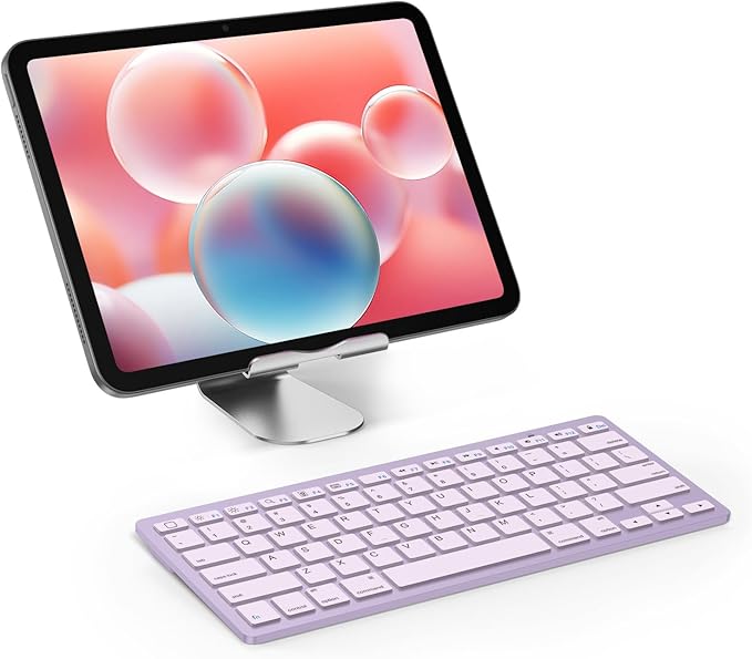 OMOTON Bluetooth Keyboard Compatible with iPad A16 11th 10th Generation, iPad 10.2 (9th/8th/7th), iPad Pro 13/12.9/11 inch, iPad Air/Mini and More iOS Devices, Purple