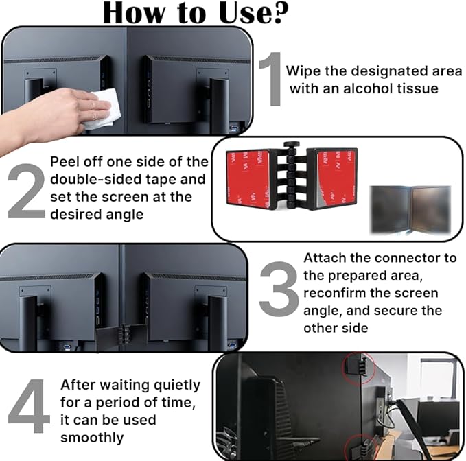 4 Pack Dual Monitor Alignment Tool - Invisible Dual Screen Alignment Connector for VESA Mounts & Monitor Stands| Universal Fit Multi-Monitor Connector for Racing Sims, Multitasking