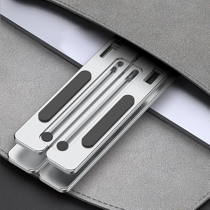 Portable Laptop Stand (Include Storage Bag), Adjustable Folding Aluminum Stand, Compatible with 10-15.6 Inch Laptops, iPad, Tablet. Silver
