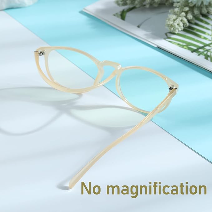Blue Light Blocking Glasses Women/Men,Retro Round Anti Eyestrain Computer Gaming Glasses(Black+Beige)