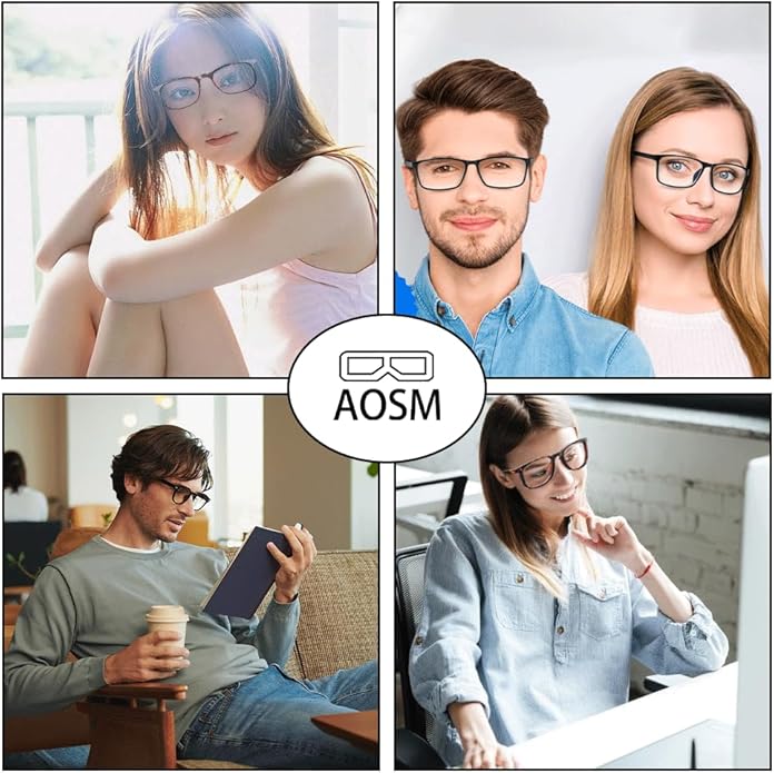 AOSM Blue Light Glasses for Men & Women,Gaming glasses Anti-Glare UV400 Protection,Blue Light Blocking to Relieve Eye Strain