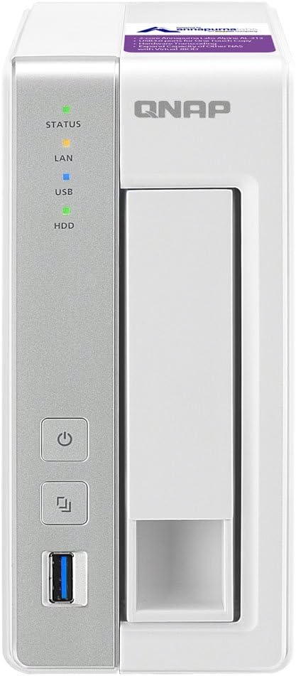 QNAP TS-131P-US Personal Cloud NAS with DLNA, Mobile apps and Airplay Support. ARM Cortex A15 1.7GHz Dual Core, 1GB RAM