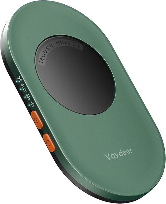 Vaydeer Ultra Slim Mouse Mover, Air 3 Mouse Jiggler with Adjustable Interval Timer, Undetectable & Noiseless, Simulates Realistic Movement, Driver-Free Shaker for Keeping The PC Active (Dark Green)