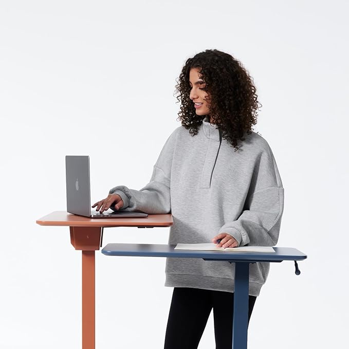 TopJob ANYDESK NEST Mobile Standing Desk, Portable with Hidden Wheels Non Folding, Sit Stand Desk, Computer Workstations, Home Use, Couch Side Table, Bedside Table, Kitchen Prep Table (Mist)