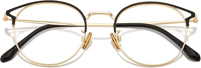 Cyxus Blue Light Glasses for Men and Women, Round Metal Frame Computer Eyeglasses for Office, Gaming, Reading 8090