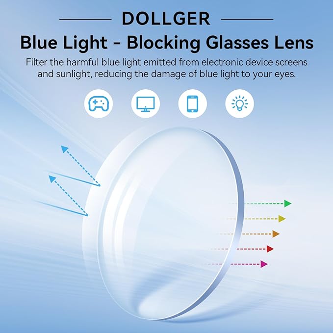 Dollger Blue Light Blocking Glasses For Woman Men Thick-Framed Square Non-Prescription, For Computer,Gaming, Phone Use