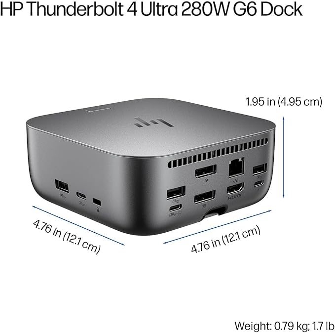 HP Thunderbolt 4 Ultra 180W G6 Dock (9X481UT), 13-in-1 USB-C Docking Station with Max 180W Charging, 4X 4K Displays, 3-Yr Warranty, RJ45, HDMI, 7 USB Ports, 2X DisplayPort for Laptop, MacOS, ChromeOS