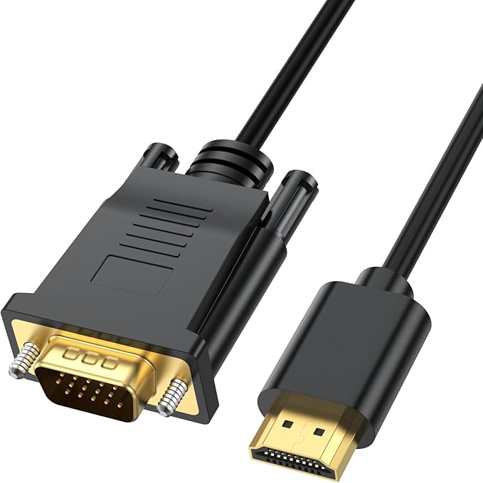HDMI to VGA Cable 6 Feet, Uni-Directional Computer HDMI to VGA Monitor Cable HD 1080P@60Hz Video Cord Compatible for Computer, Desktop, Laptop, PC, Monitor, Projector, HDTV and More-NOT Bidirectional