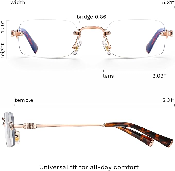 livho Ultra-Light Statement Glasses — Rectangular Metal Blue-Light Frames for Women