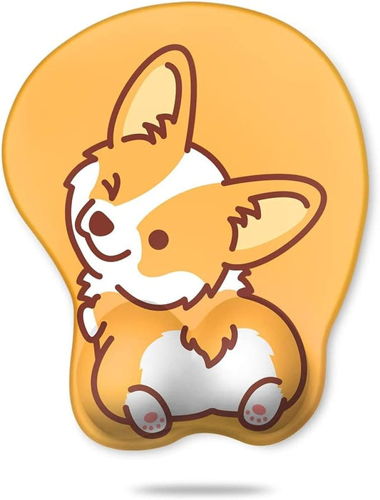 HAOCOO Wrist Rest, Cute Mouse Pad, Ergonomic Mouse Pad with Wrist Support,Non-Slip Base Corgi Butt Wrist Rest, Rest Easy-Typing for Gaming Office Computer Laptop Present(Yellow Cute Corgi)