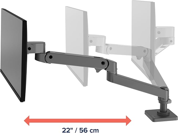 Ergotron – Upgraded LX Pro Premium Monitor Arm, Single Monitor Desk Mount – fits Flat Curved Ultrawide Computer Monitors up to 34 Inches, 4 to 22 lbs, VESA 75x75mm or 100x100mm – Dark Grey