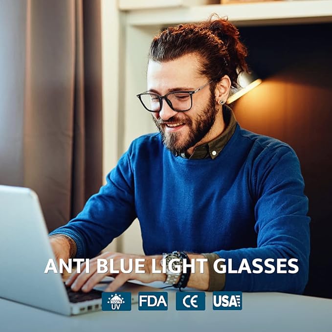 Cyxus Blue Light Blocking Glasses for Men and Women, Ultra Lightweight TR90 Metal Frame Computer Glasses for Gaming, Office, Reading, Digital Screen Protection 8208T01