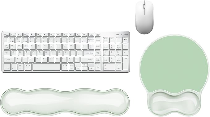 Wrist Rest for Keyboard- Ergonomic Gel Keyboard Wrist Rest and Mouse Pad Set, Non-Slip PU Base for Office, Laptop & Gaming - Green