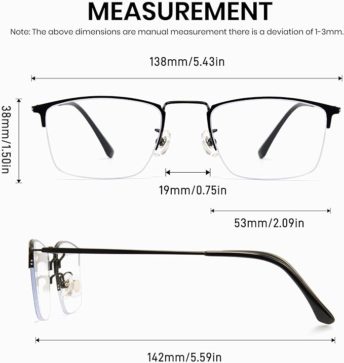 Cyxus Blue Light Blocking Glasses for Men Woman Semi Rim Computer Gaming Office Study Eyeglasses with UV Protection 8001