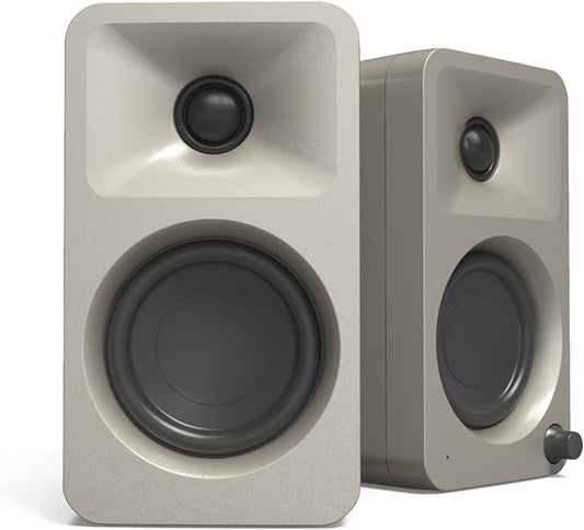 Kanto ORAME 100W Powered Reference Desktop Computer Speakers with Bluetooth 5.0 and USB-C Input | Bi-Amplified | 100 Hz Automatic Crossover | Pair | Moon (Renewed) (Renewed)