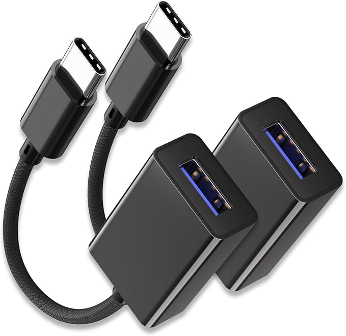 USB C to USB 3.0 Adapter [2 Pack], USB C Male to USB Female OTG Cable Thunderbolt3 to USB Adapter Compatible with MacBook Pro/Air, iPhone 16 Pro Max/16 Plus/16/15, Galaxy S24/S23/S22/S21