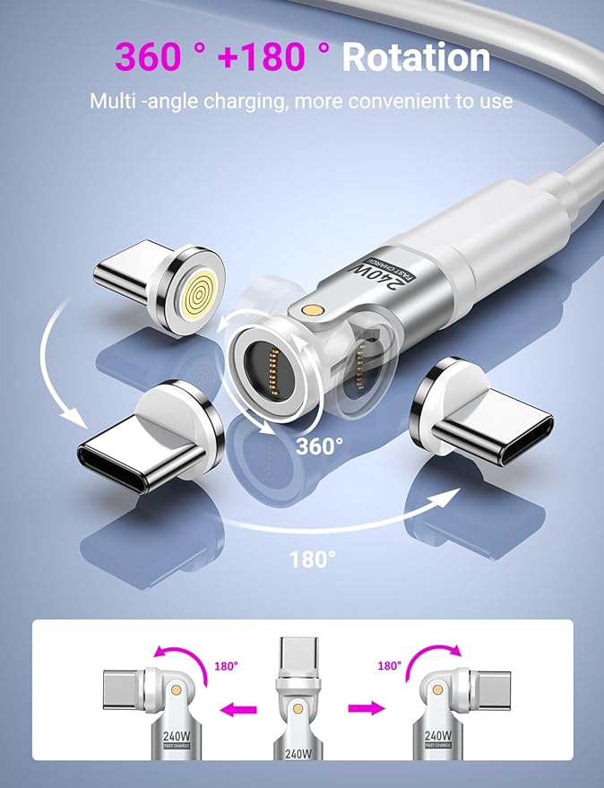 USB C Magnetic Adapter PD 240W(3Pack), 9PIN USB C 90 Degree Adapter/C Right Angle Adapter/180 Degree C Connector/Magnetic C to C for 1Phone 16/15, Ma-Book Pro/1Pad Series, Samsung Galaxy Series