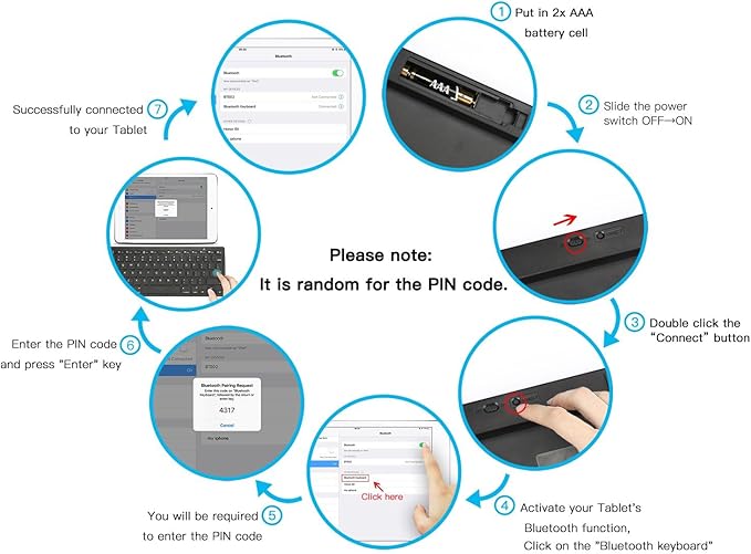 OMOTON Bluetooth Keyboard Compatible with iPad A16 11th 10th Generation, iPad 10.2 (9th/8th/7th), iPad Pro 13/12.9/11 inch, iPad Air/Mini and More iOS Devices, Black